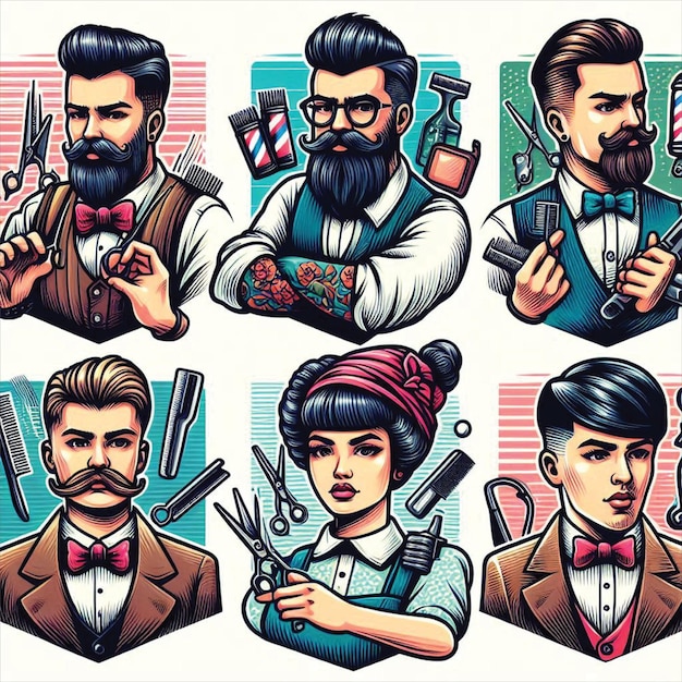 Vector barber vector set