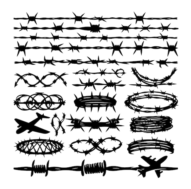 Barber Wire set isolated white background Vector illustration can used web design