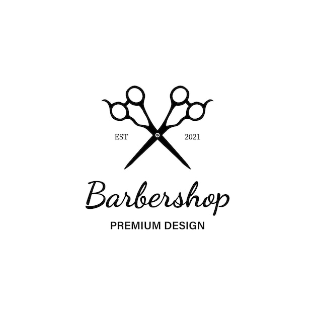 Barbershop design vintage logo minimalist illustration premium quality