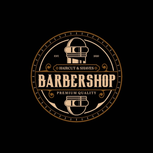 barbershop elegant and luxury logo vintage circle design premium template