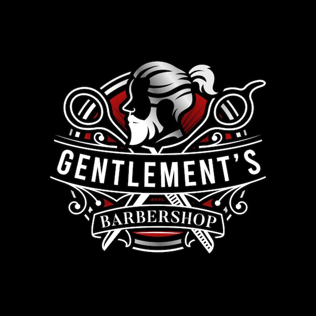 Barbershop gentleman vector logo template