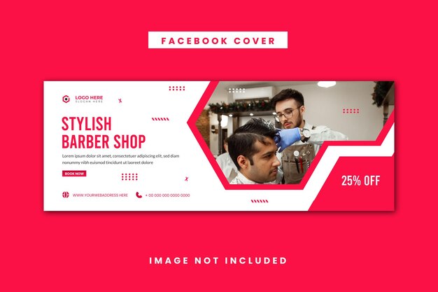 Barbershop or hair cutting social media and Facebook cover template design