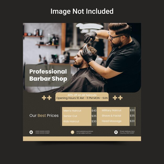 Barbershop instagram and social media post banner template