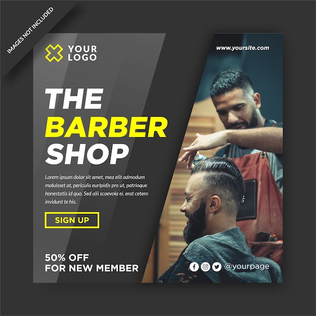 Barbershop instagram template design social media post