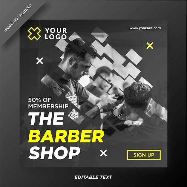 Barbershop instagram template design social media post