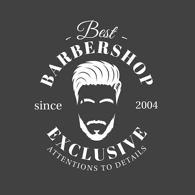 Barbershop label isolated on black background Design element Vector illustration