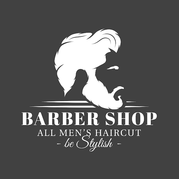 Barbershop label isolated on black background Design element Vector illustration