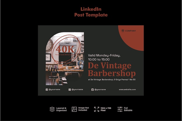 Barbershop LinkedIn Post Template