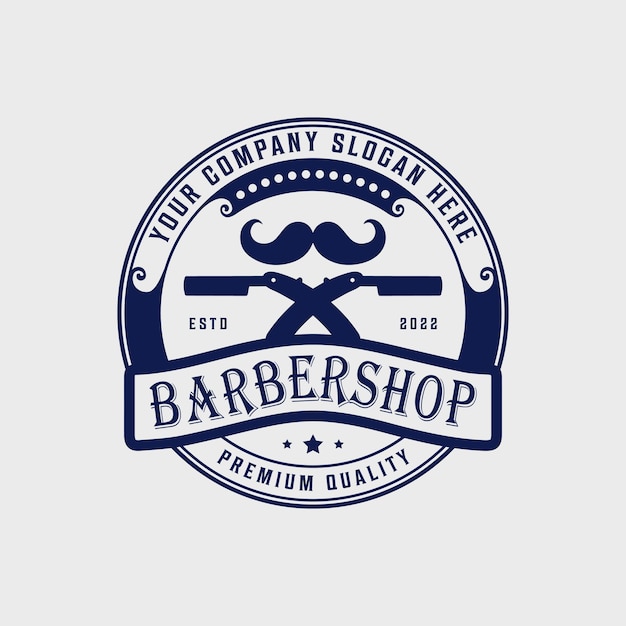 Barbershop logo vector retro vintage design, emblem, badge logo template