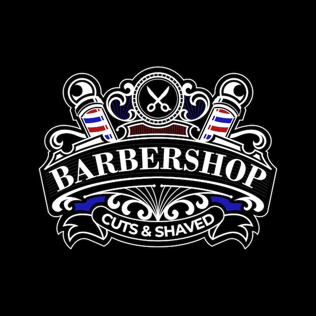 barbershop logo vector template editable