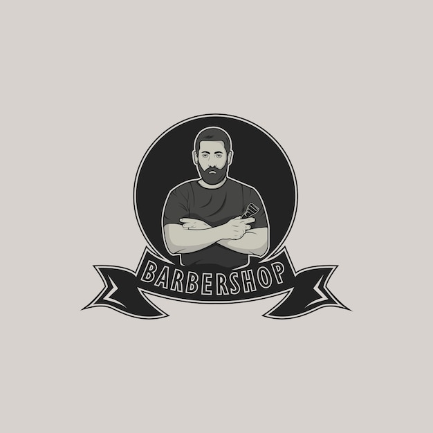 Barbershop man logo design vector