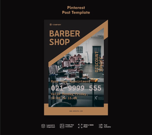 Barbershop Pinterest Post Template