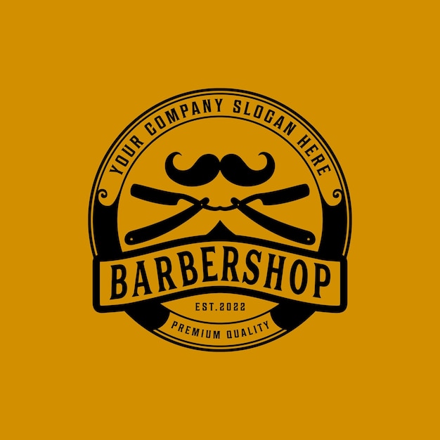 Barbershop retro logo design vintage vector template