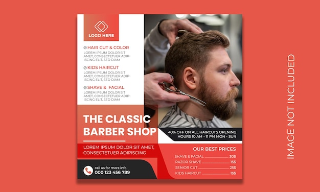 Barbershop social media banner instagram post template