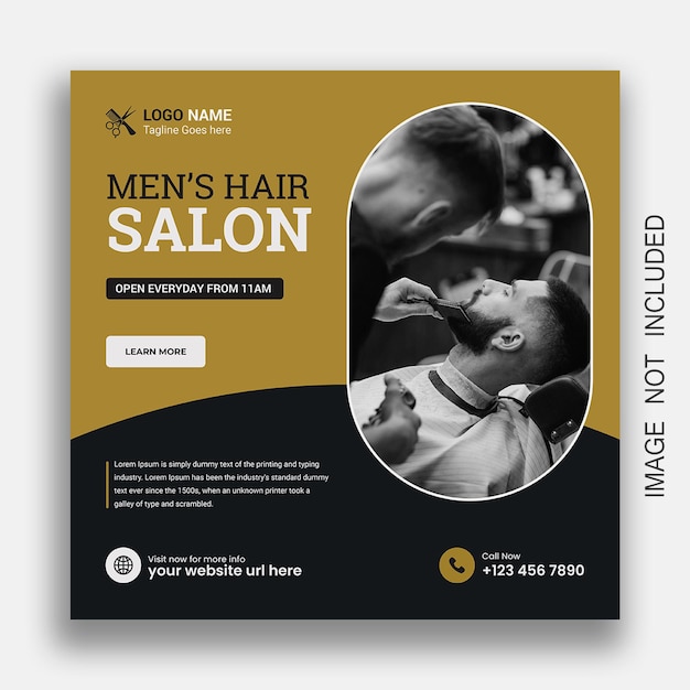 Barbershop Social media post template premium vector