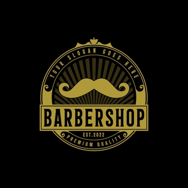 Barbershop vintage retro badge logo with vintage template