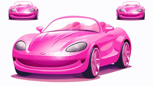 Vector barbie pink set of things car logo editorial cartoon