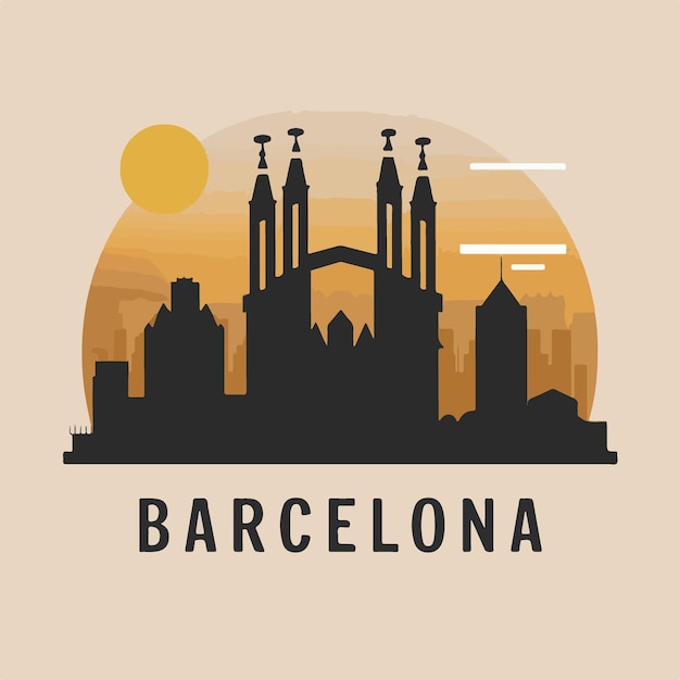 Barcelona City Skyline Vector