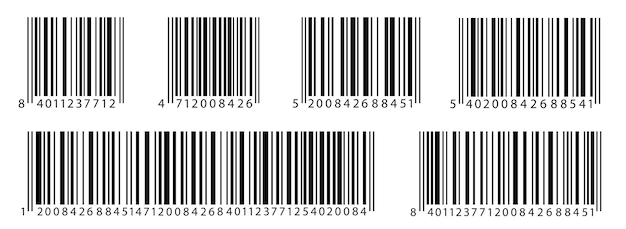 Barcode icon set Scan bar label Barcodes product distribution icon Codes stripe sticker and product inventory badge Scanning barcode concept Concept industrial bar code pictogram stock vector