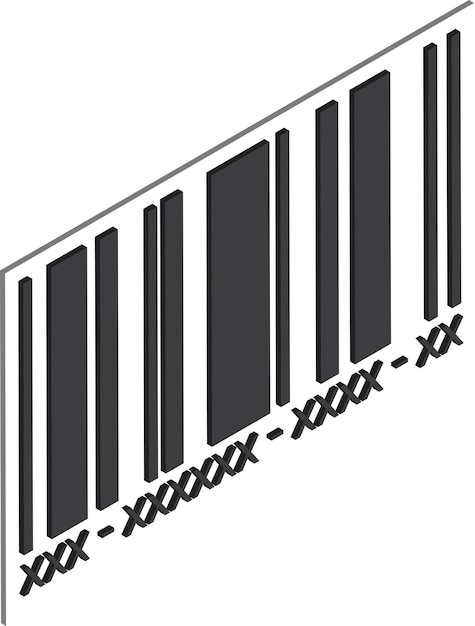 Barcode illustration in 3D isometric style