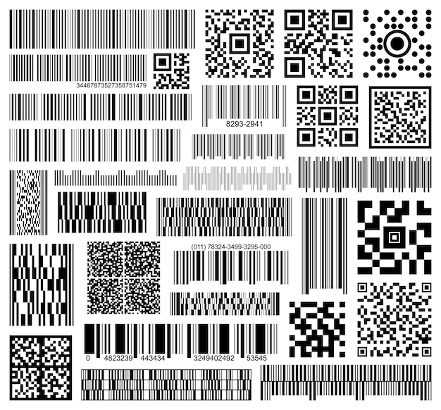 Barcode vector black icon set . Collection vector code of information on white background. Isolated black illustration icon set of barcode for web design.