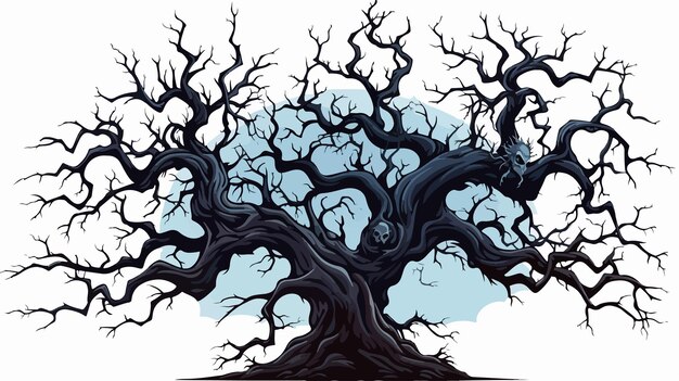 Vector bare spooky scary halloween tree illustration