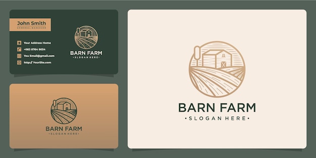 Barn farm monoline logo and business card