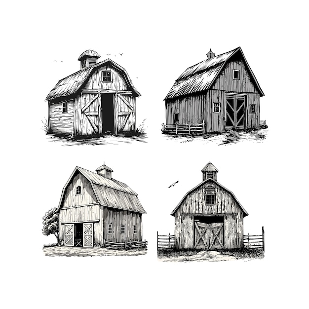 Vector barn farmhouse classic vintage engraving design vector illustration