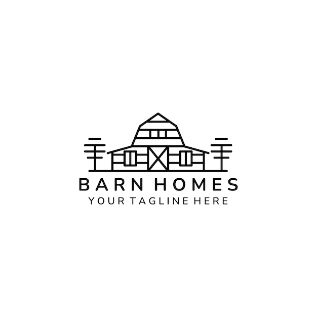 Barn home minimalist line art icon logo template vector illustration design farm house minimalist line art logo