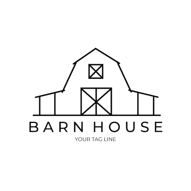 Barn house logo illustration design farmhouse logo design