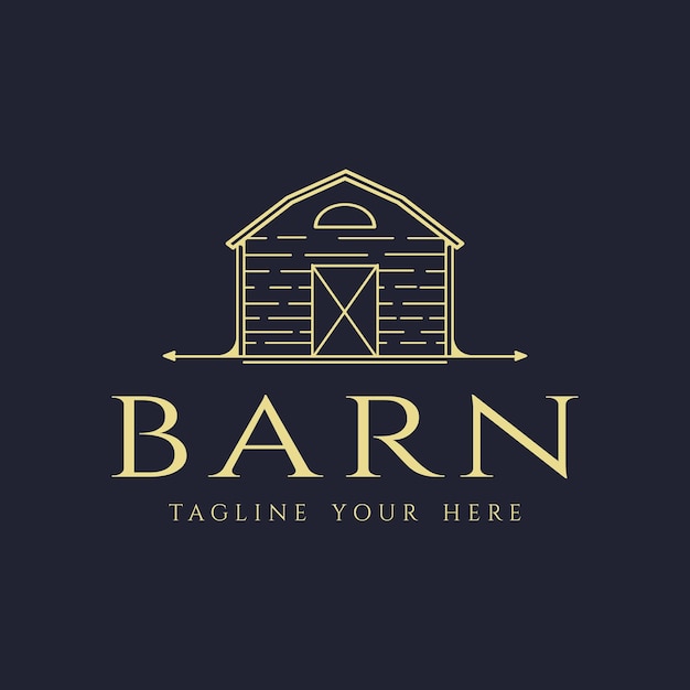 Barn house logo line art vector illustration template graphic design