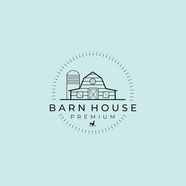 Barn house logo minimalist line art icon template vector illustration design rustic farm and lodging logo design