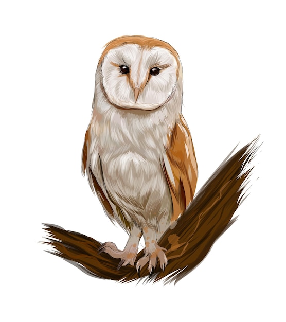 Barn owl from multicolored paints Splash of watercolor colored drawing realistic