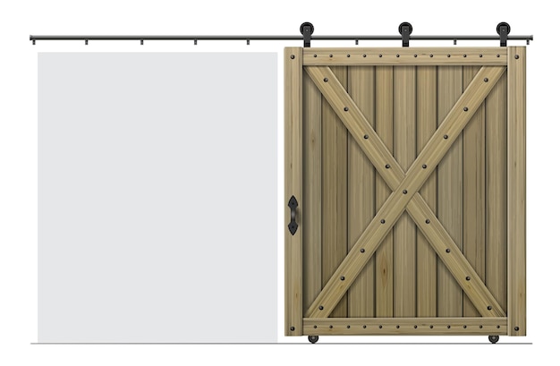 Vector barn sliding wooden door in loft style