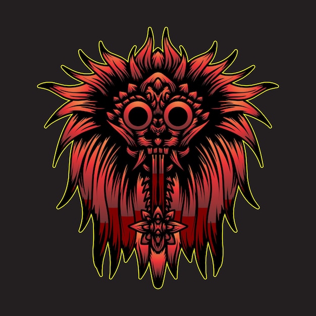 barong bali tribal art illustration