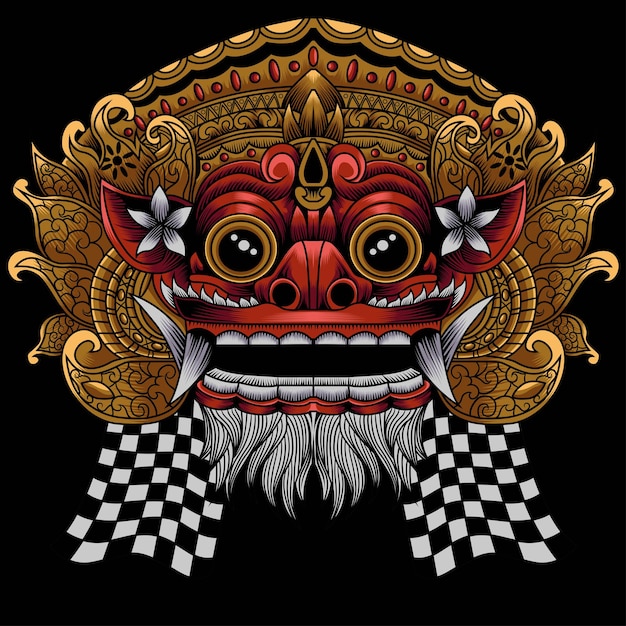 Barong Balinese Mask Vector Illustration