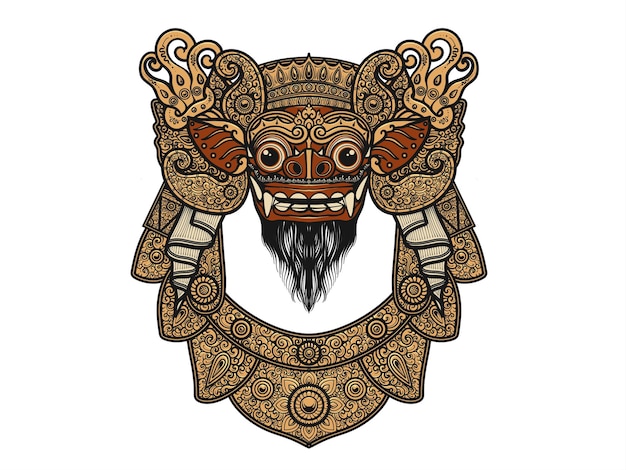 Vector barong ket bali illustration balinese art and culture