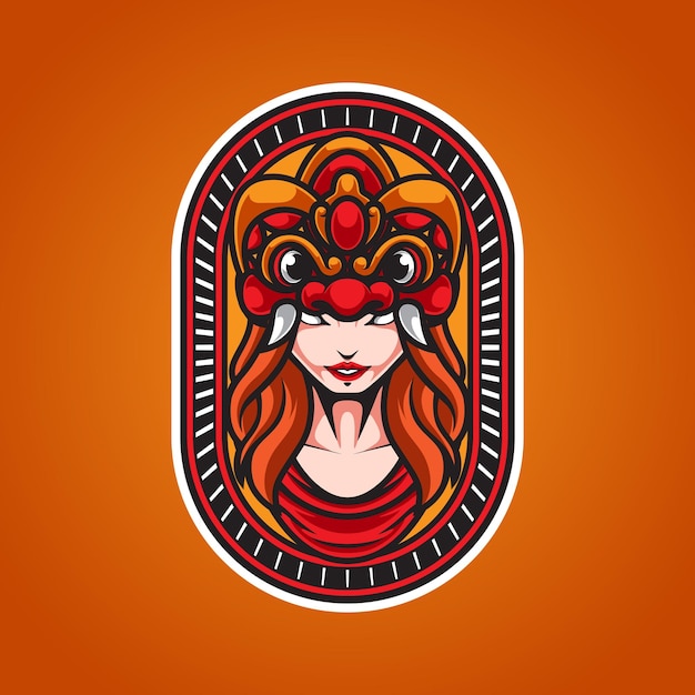 BARONG MASK GIRL MASCOT LOGO