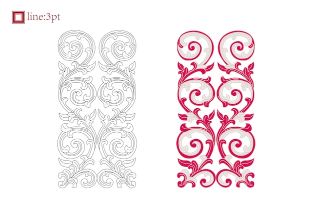 Baroque floral ornament pattern Simple luxury delicate abstract geometric spiral art curve decorati