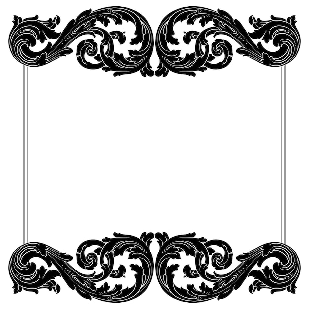 Baroque floral ornamental border corner frame, filigree