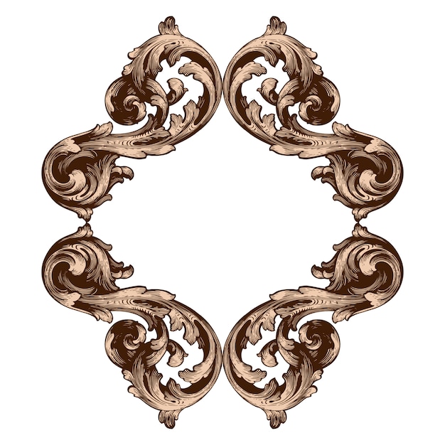 Baroque floral ornamental border corner frame, filigree