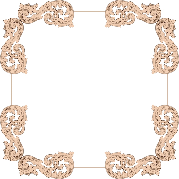 Baroque floral ornamental border corner frame, filigree