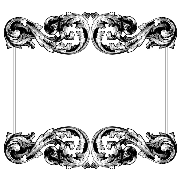 Baroque floral ornamental border corner frame, filigree