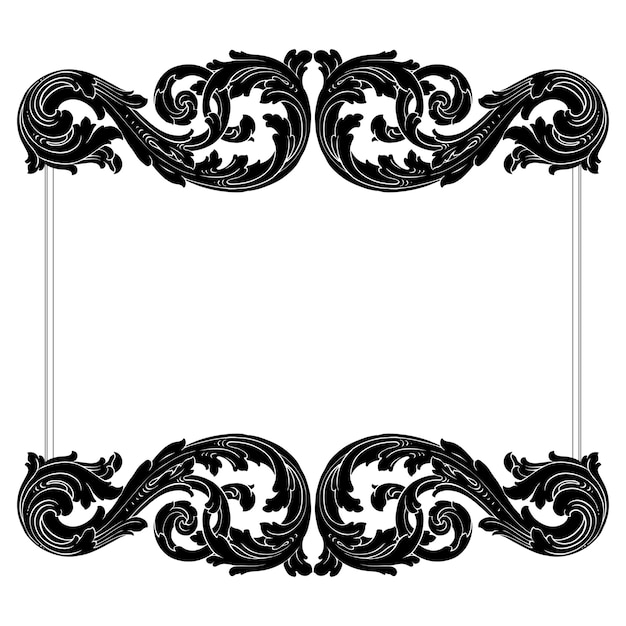 Baroque floral ornamental border corner frame, filigree