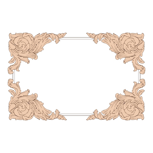 Baroque floral ornamental border corner  frame