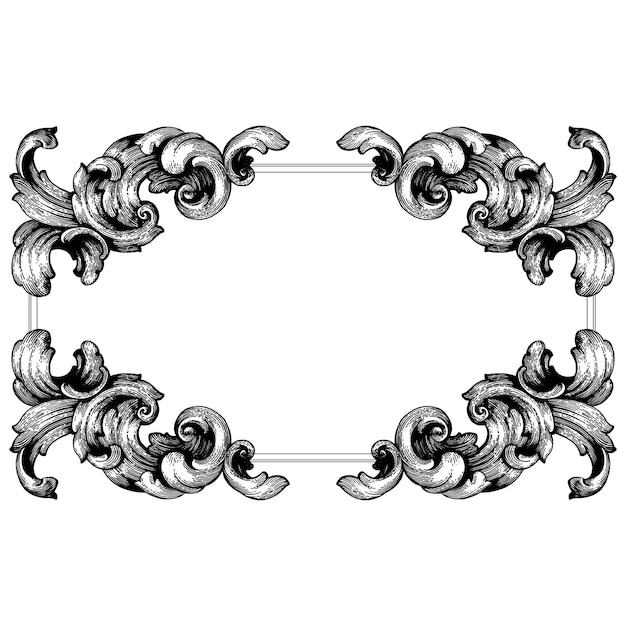 Baroque floral ornamental border corner frame