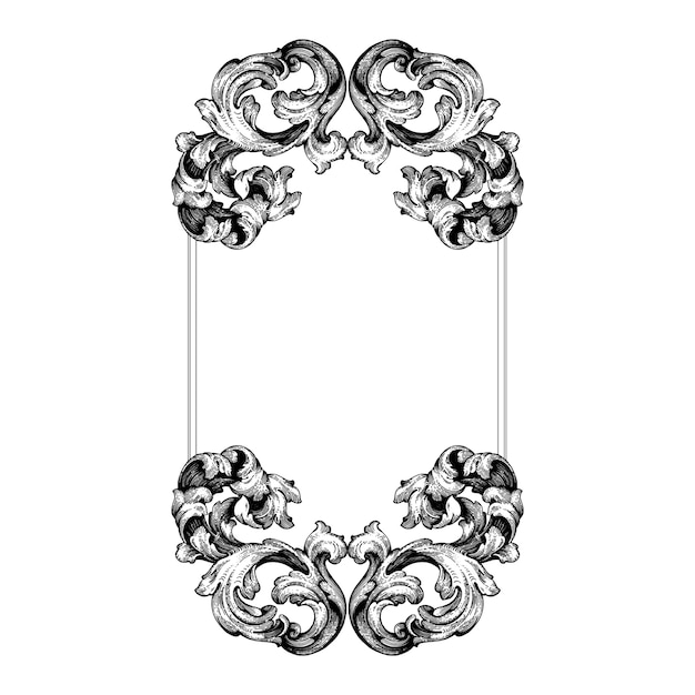 Baroque floral ornamental border corner frame