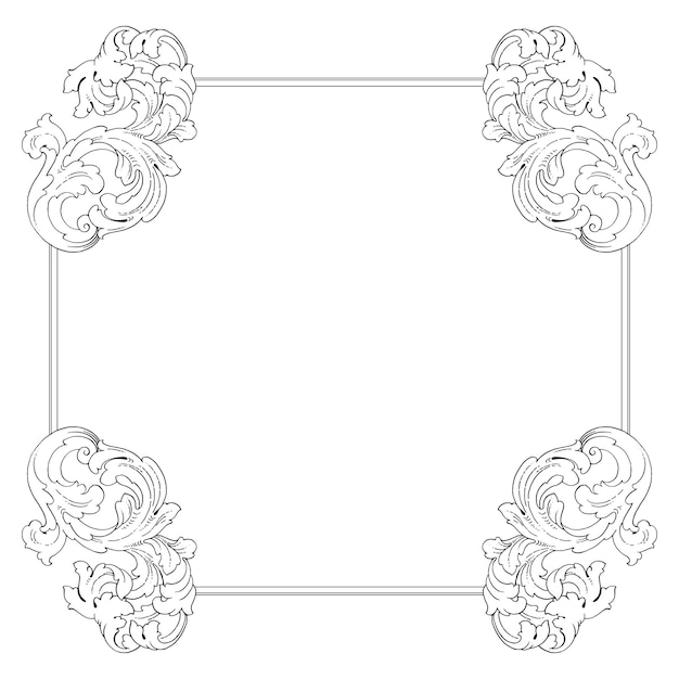 Baroque floral ornamental border corner frame