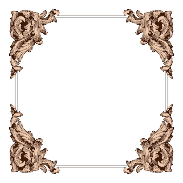 Baroque floral ornamental border corner  frame