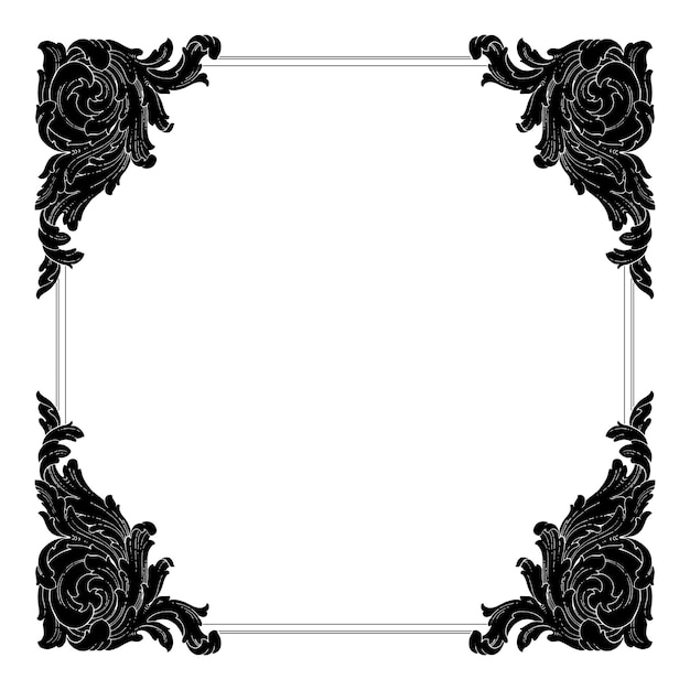 Baroque floral ornamental border corner  frame